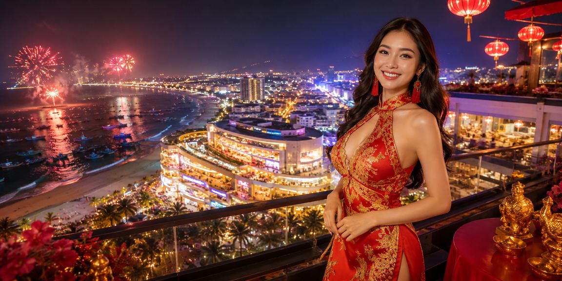 Khung cảnh chợ đêm Mũi Né với người dùng xem thông tin cá cược trên điện thoại